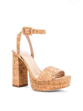 HOUSE OF HARLOW 1960 Mika Platform Heel in Natural Cork Leather Sole Sz 9.5